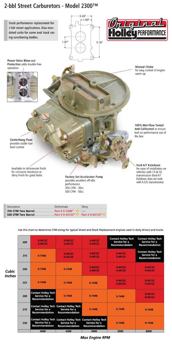 Holley Model 2300 Carburetors 0-4412C