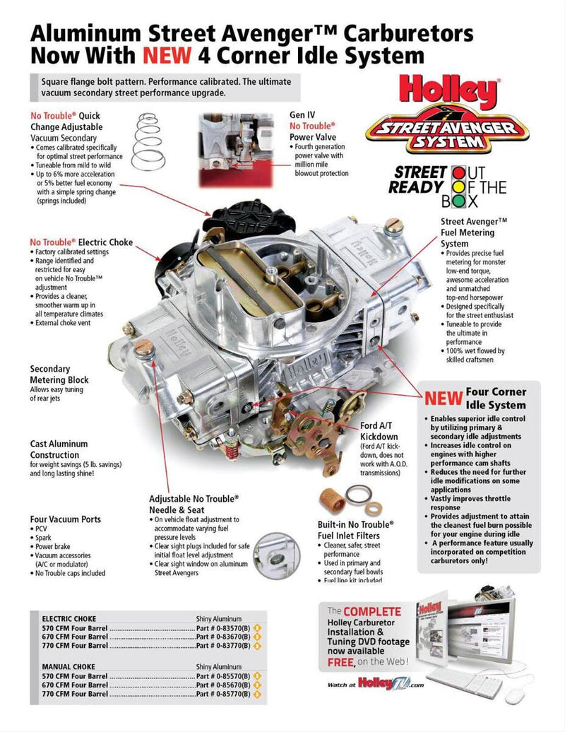 Holley Aluminum Street Avenger Carburetors 0-83770