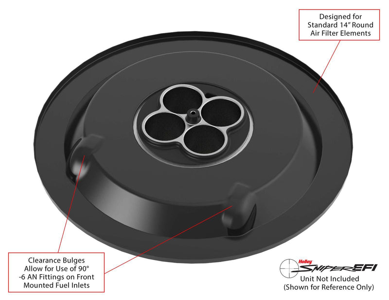 Holley 120-511 Sniper EFI Air Cleaner Drop Base - Black, 1" Drop Base for 14" Dia.