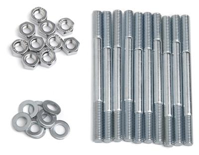 Holley 300-225 Intake Manifold Studs Hi-Ram Steel Natural Standard 6-point Nuts