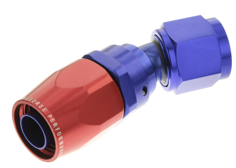 Redhorse Performance 1030-16-1 -16 30 degree female aluminum hose end - red&blue