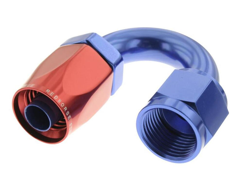 Redhorse Performance 6180-04-1 -04 180 degree female aluminum hose end - red&blue