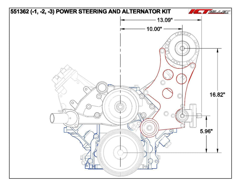 ICT Billet Alternator/Power Steering Bracket Kits 551362-3