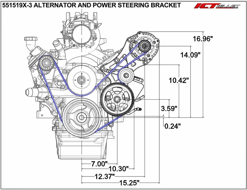 ICT Billet Alternator/Power Steering Bracket Kits 551519X-3