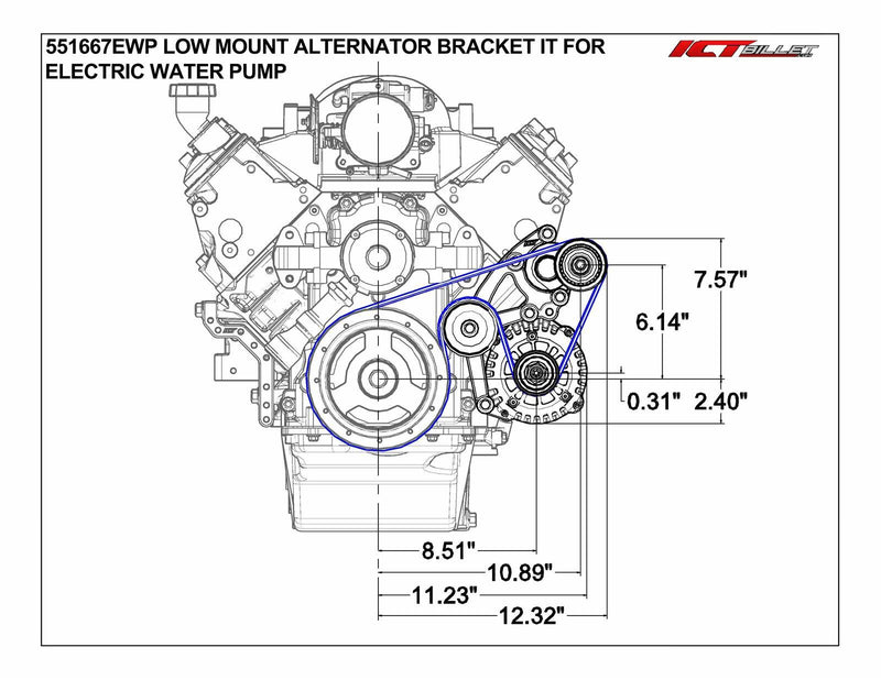 ICT Billet Alternator Brackets 551667EWP-2