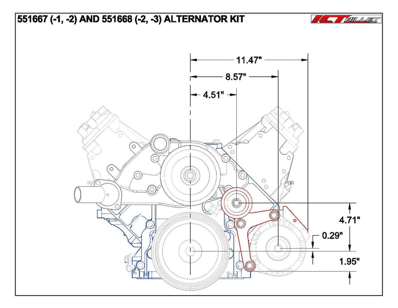 ICT Billet Alternator Brackets 551668-2
