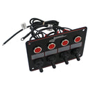 Longacre 52-44865 4 Switch Accessory Panel w/ 4 Pilot Lights, Black