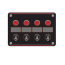 Longacre 52-44865 4 Switch Accessory Panel w/ 4 Pilot Lights, Black