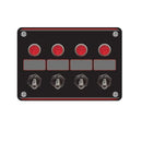 Longacre 52-44865 4 Switch Accessory Panel w/ 4 Pilot Lights, Black