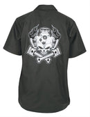 Lethal Threat Engine Skull Embroidered Mechanic's Shirt FE50148L