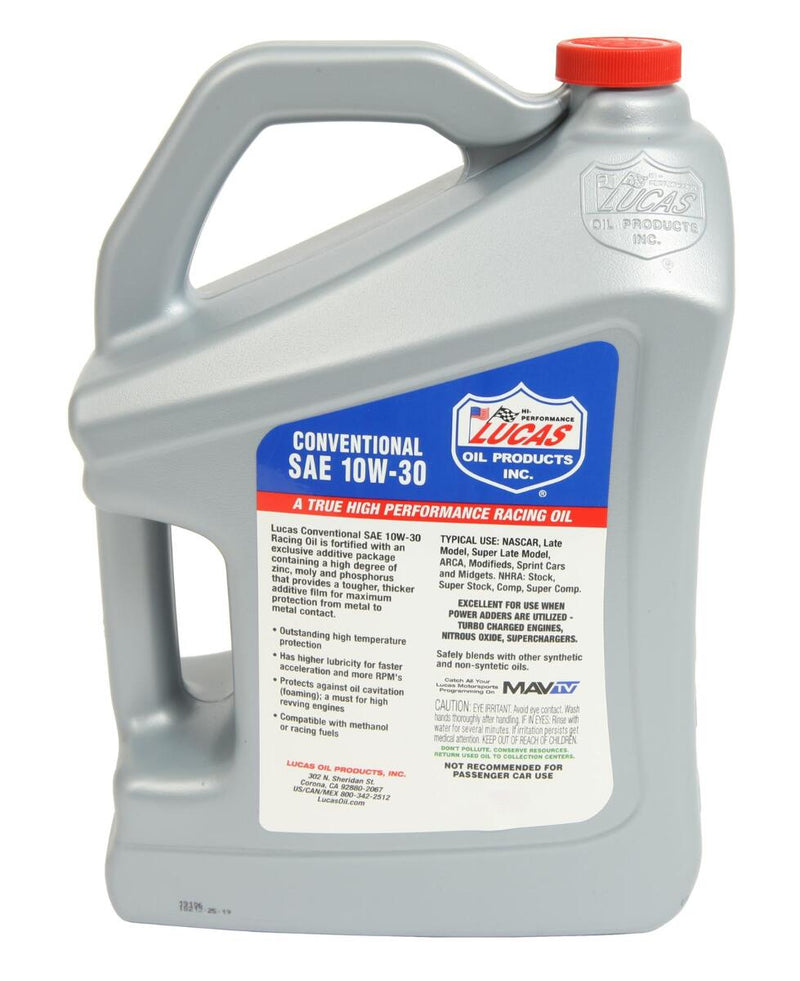 Lucas Oil 11017 Racing Only Motor Oil SAE 10W-30, 5 Quart
