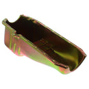 Milodon 30701 Oil Pan Steel Gold Iridite 5 qt. Chevy Small Block RH Dipstick