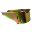 Milodon 30701 Oil Pan Steel Gold Iridite 5 qt. Chevy Small Block RH Dipstick