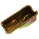 Milodon 30720 Steel, Gold Zinc Plated Stock Replacement Oil Pan for Small Block Ford