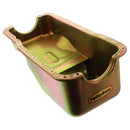Milodon 30720 Steel, Gold Zinc Plated Stock Replacement Oil Pan for Small Block Ford