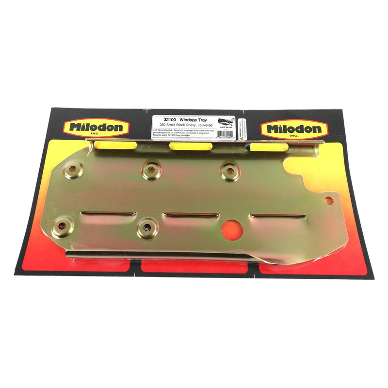 Milodon 32100 Gold Zinc Plated Louver L/S Dipstick Windage Tray SB Chevy