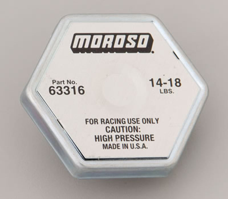 Moroso 63316 Racing Steel Radiator Cap, 14-18 psi