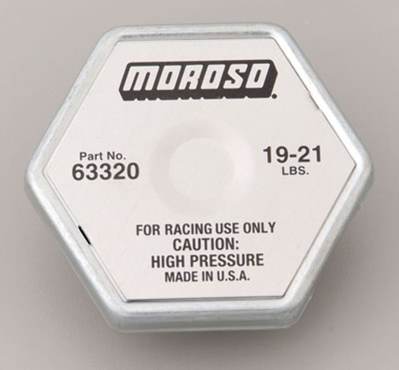 Moroso 63320 Racing Steel Radiator Cap, 19-21 psi