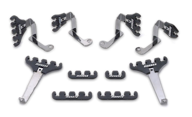 Moroso 72133 Wire Looms - Ford Small Block, Chrome/Black 7-9mm