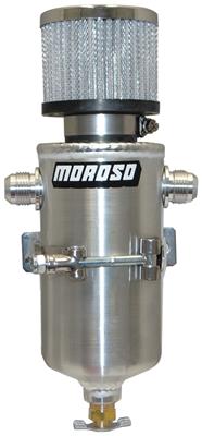 Moroso 85468 Oil Breather Tank Aluminum Natural Dual -10 AN 180 Degrees Apart