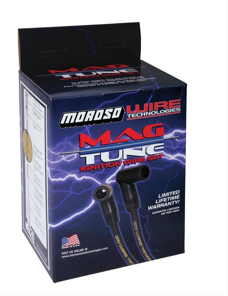 Moroso 9766M Spark Plug Wires Mag-Tune Assembled HEI 90 degree Spiral Core Black