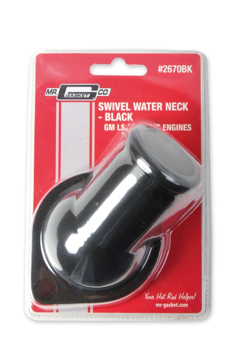 Mr. Gasket 2670BK GM LS Water Neck Swivel - 30 Degree Angle - Black