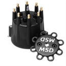 MSD 84333 Black, V8 Distributor Cap With HEI Terminals & Spark Plug Wire Retainer