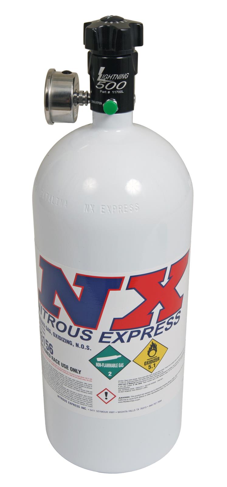 Nitrous Express 11101 Nitrous Bottle, 10 lb Aluminum, High-Flow Valve