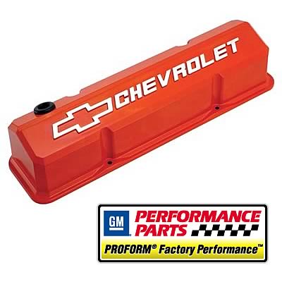 Proform 141-924 GM Licensed Slant Edge Valve Cover - Tall - Orange