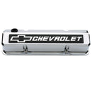 Proform 141-922 Slant-Edge Valve Covers Chevy Bowtie, Chrome w/ Blackfield