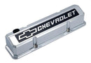 Proform 141-922 Slant-Edge Valve Covers Chevy Bowtie, Chrome w/ Blackfield