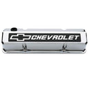 Proform 141-922 Slant-Edge Valve Covers Chevy Bowtie, Chrome w/ Blackfield