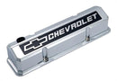 Proform 141-922 Slant-Edge Valve Covers Chevy Bowtie, Chrome w/ Blackfield