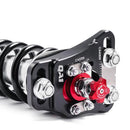 QA1 CC110 Caster/Camber Plates - Strut - Independent Caster/Camber Adjustment - Aluminum - Black/Red Anodized - Ford Mustang 1979-89 - Kit