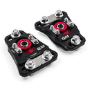 QA1 CC110 Caster/Camber Plates - Strut - Independent Caster/Camber Adjustment - Aluminum - Black/Red Anodized - Ford Mustang 1979-89 - Kit