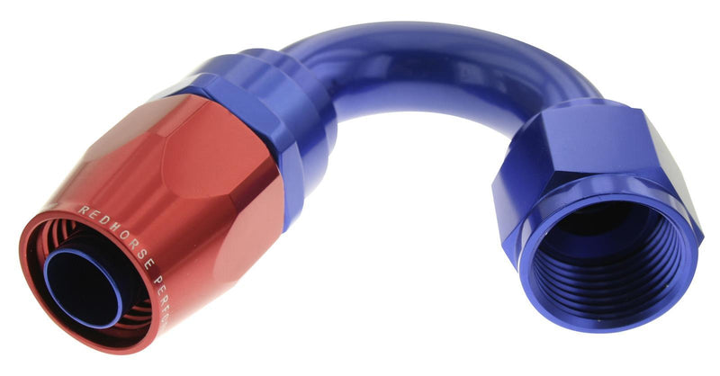 Redhorse Performance 1150-08-1 -08 150 degree female aluminum hose end - red&blue