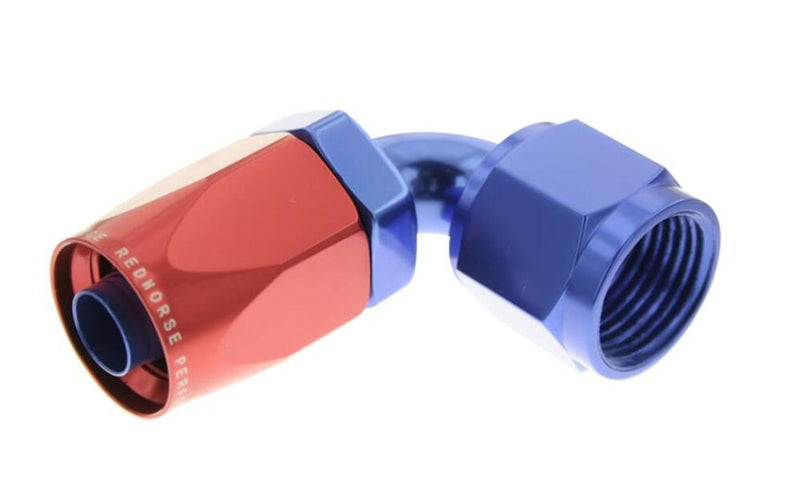 Redhorse Performance 6090-08-1 -08 90 degree female aluminum hose end - red&blue