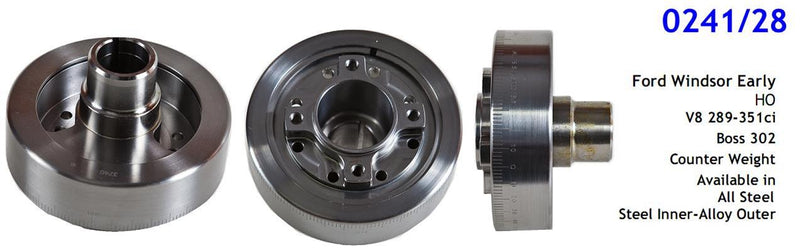 Romac 0241-28 Red Series Harmonic Balancer - Ford Windsor HO - 28oz. CW