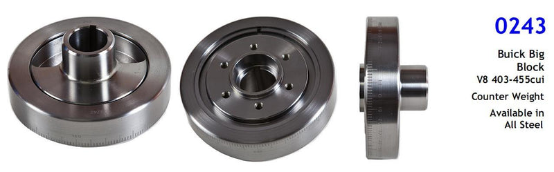 Romac 0243 Steel Harmonic Balancer, Big Block Buick 215-350ci - External CW