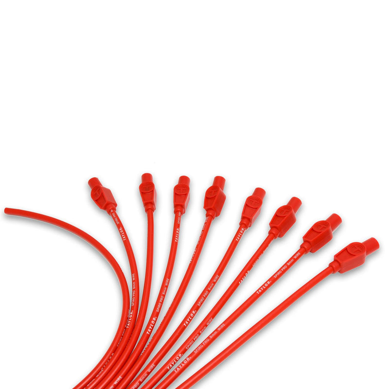 Taylor Cable 73255 8mm Spiro-Pro Ignition Wire Set 180 Deg. - Red