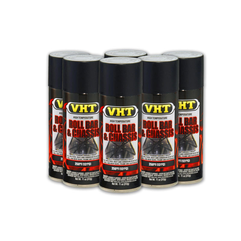 VHT SP671-6 Roll Bar & Chassis Paint High Heat Coating Paint - Satin Black, 6-PACK