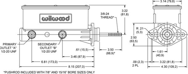 Wilwood Aluminum Tandem Master Cylinders 260-9439