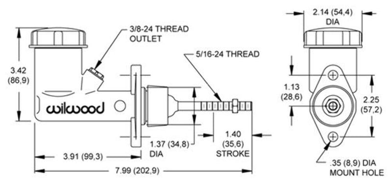 Wilwood Integral Reservoir Compact Master Cylinders 260-1304