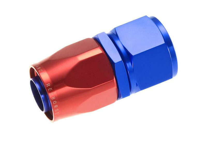 Redhorse Performance 1000-16-1 -16 straight female aluminum hose end, Red/Blue