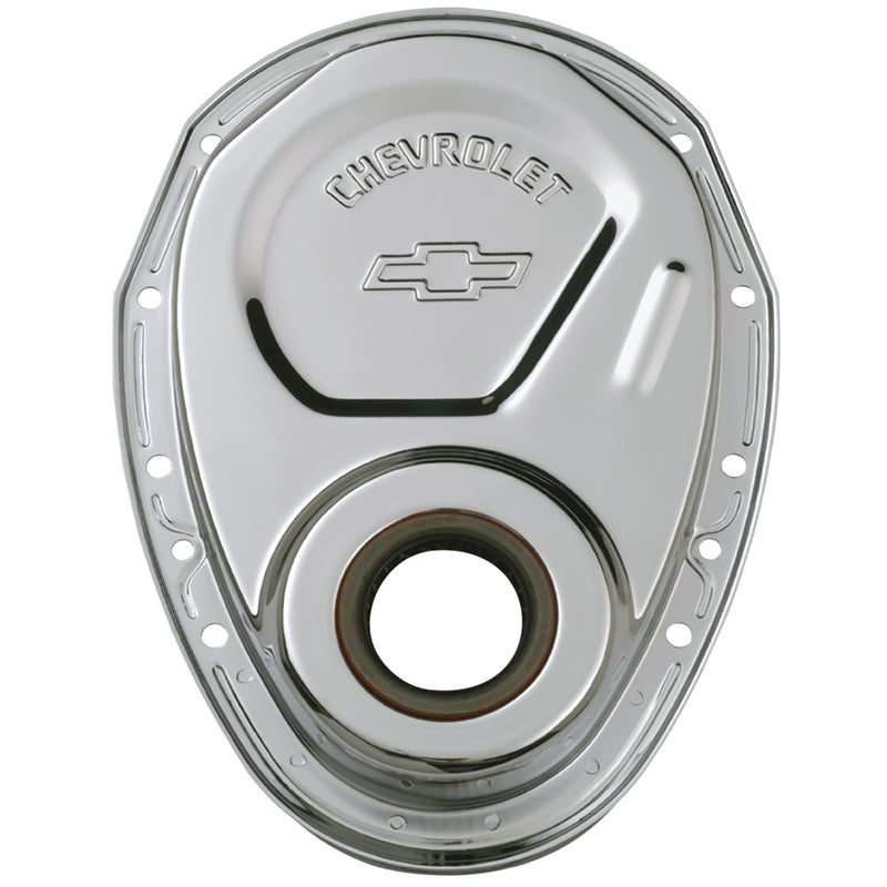 Proform 141-215 Chevy Bowtie Timing Chain Cover - SB Chevy - Chrome