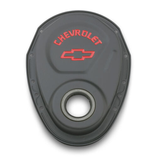 Proform 141-753 Chevy Bowtie Timing Chain Cover, SBC - Black Crinkle