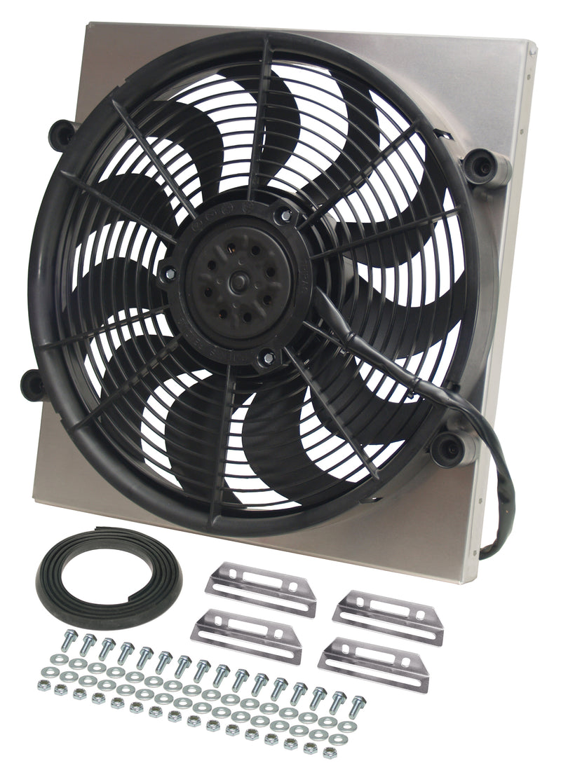 Derale 16816 High Output Single 17'' Electric RAD Fan/Aluminum Shroud Kit
