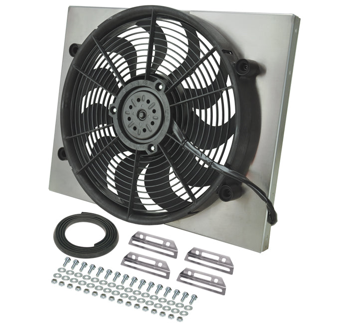 Derale 16823 High Output Single 17'' Electric RAD Fan/Aluminum Shroud Kit