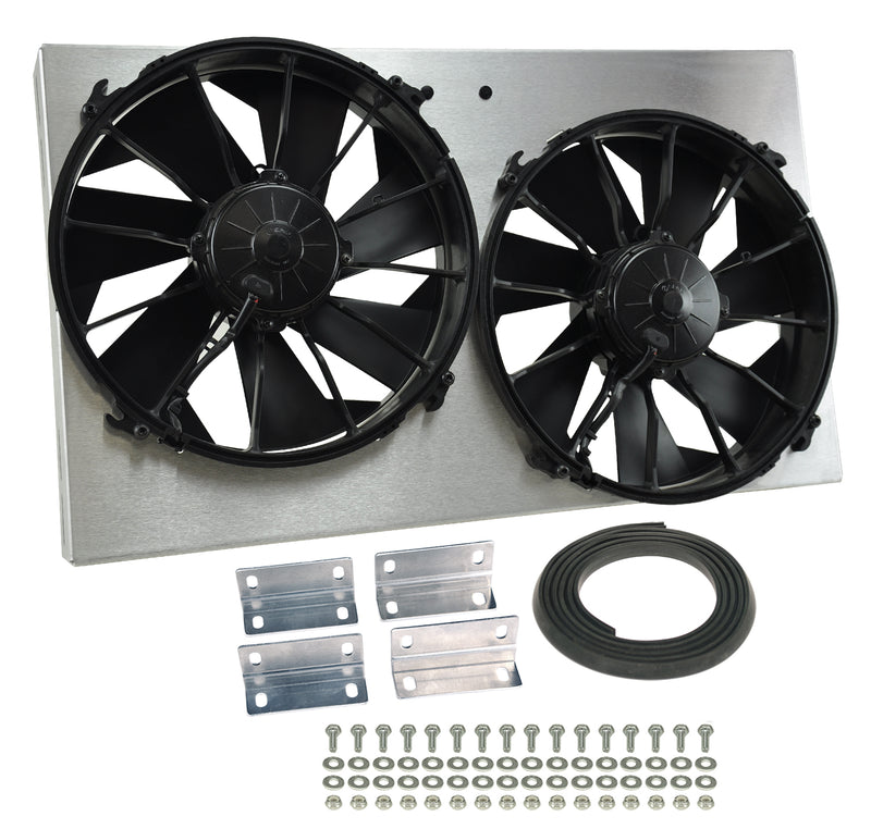 Derale 16825 High Output Dual 12'' Electric RAD Fan/Aluminum Shroud Kit