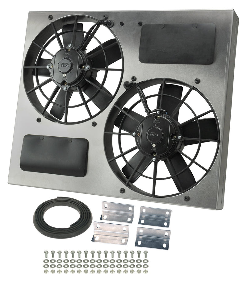 Derale 16830 High Output Dual 11'' Electric Rad Fan/Aluminum Shroud Kit